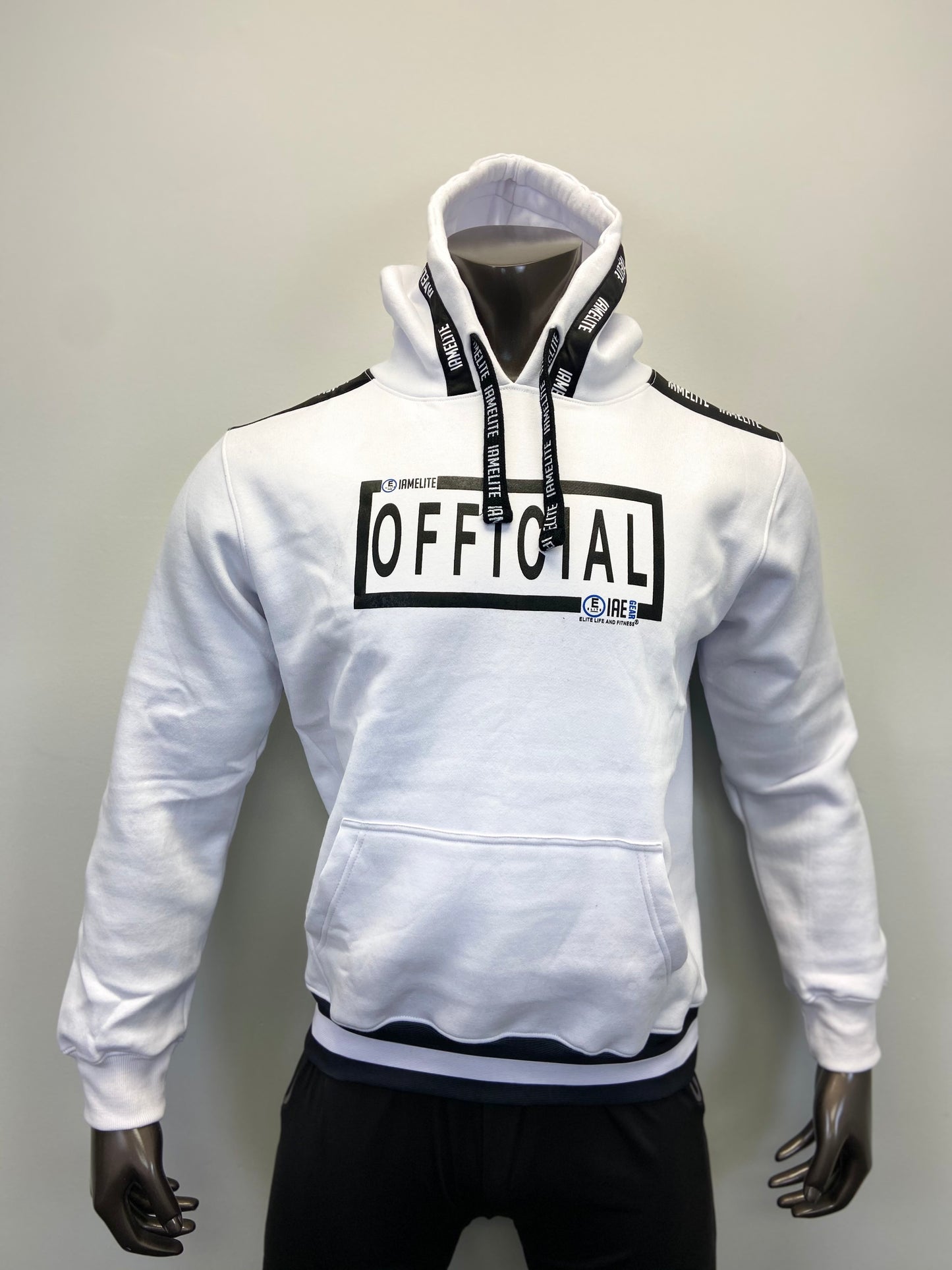 IAEGEAR™ OFFICIAL IAMELITE® Unisex Long Sleeve Hooded White Sweatshirt