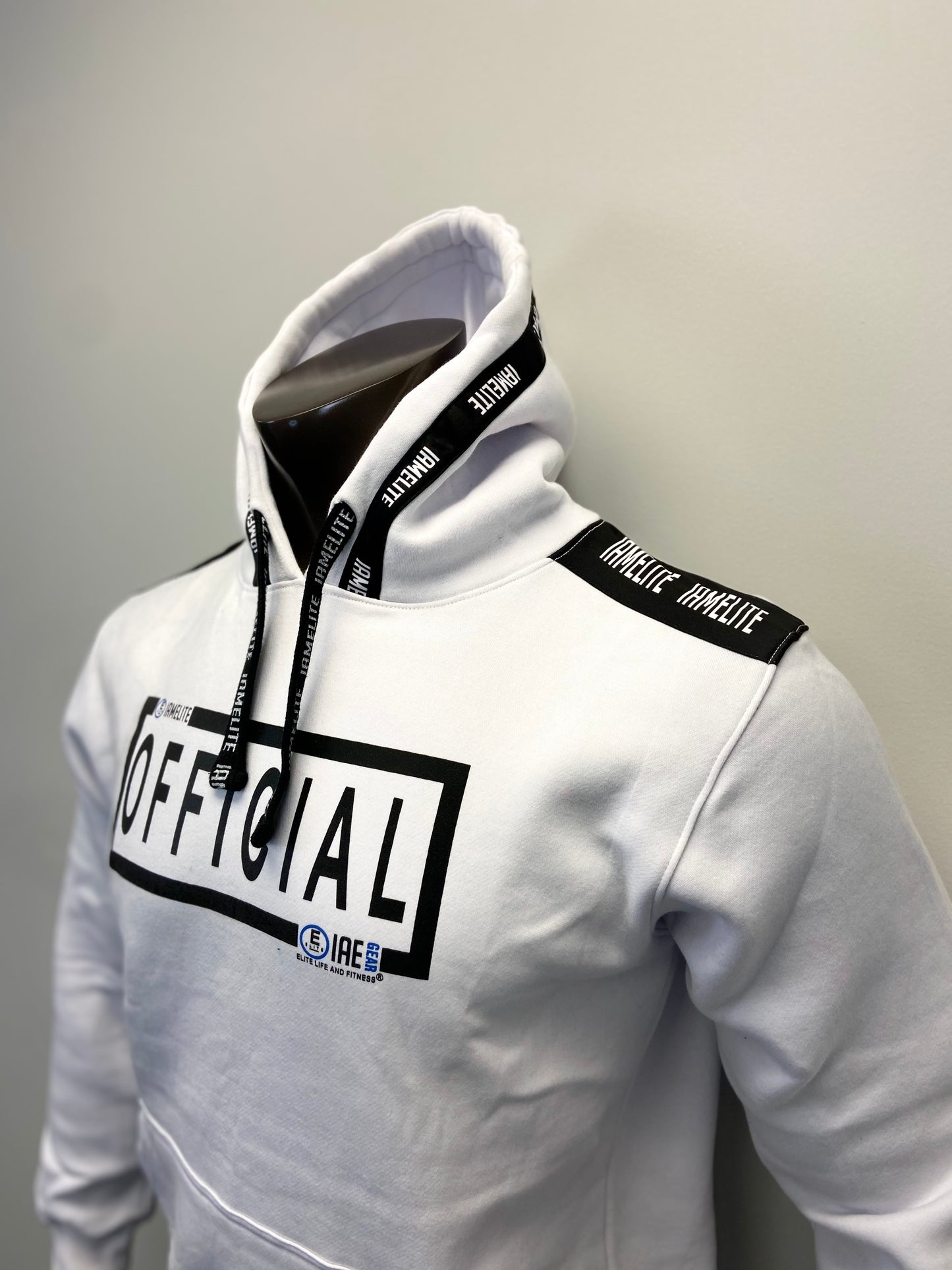 IAEGEAR™ OFFICIAL IAMELITE® Unisex Long Sleeve Hooded White Sweatshirt