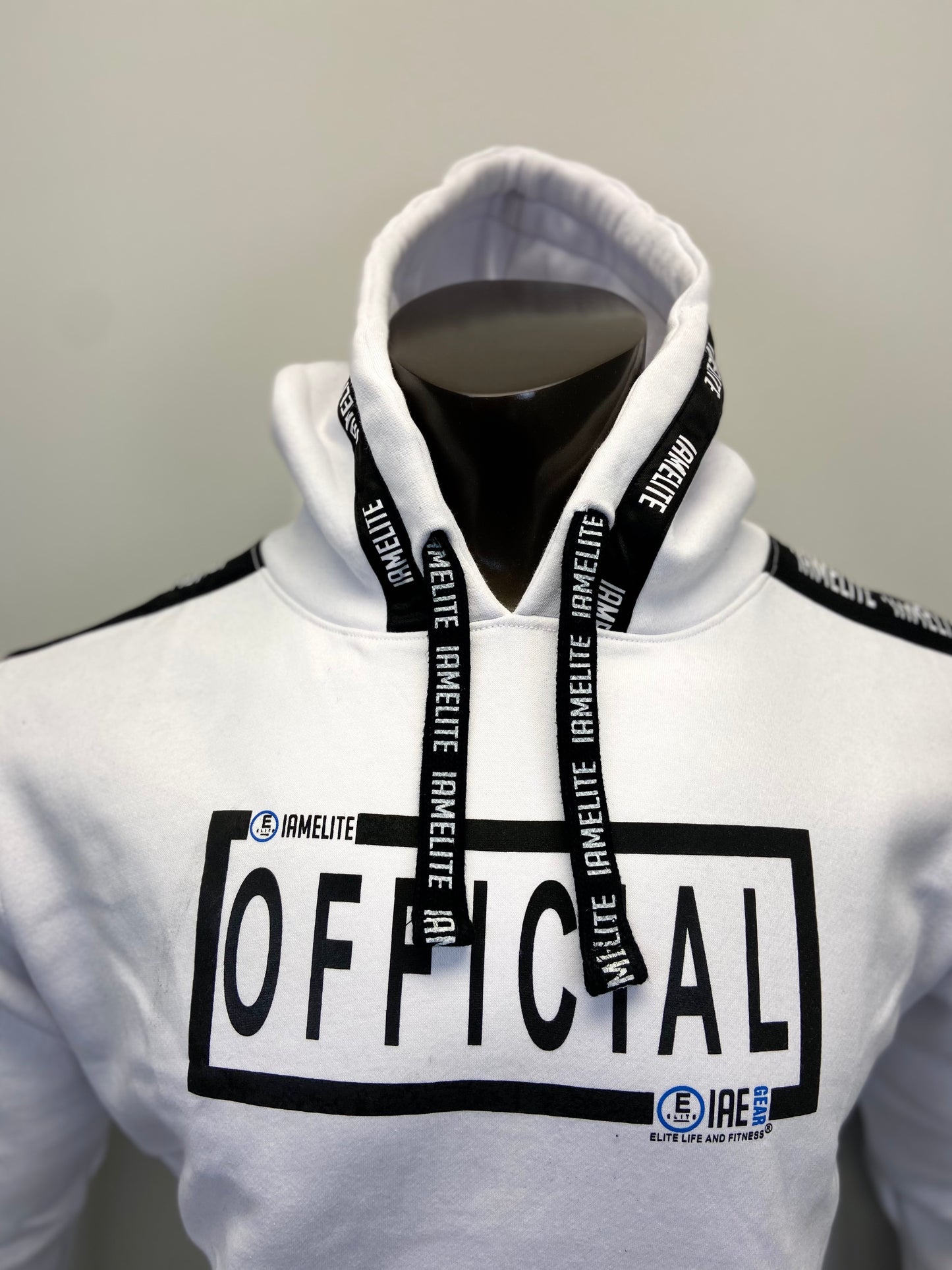 IAEGEAR™ OFFICIAL IAMELITE® Unisex Long Sleeve Hooded White Sweatshirt