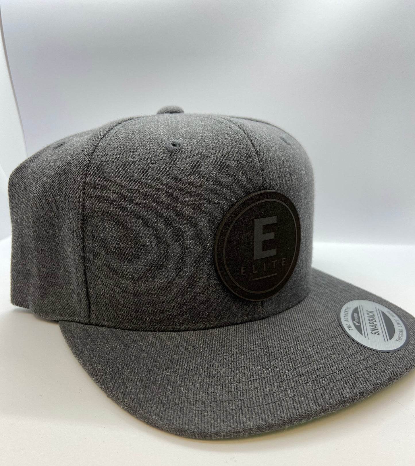 IAMELITE® Branded Bills Snapback Grey Leather ELITE® Patch