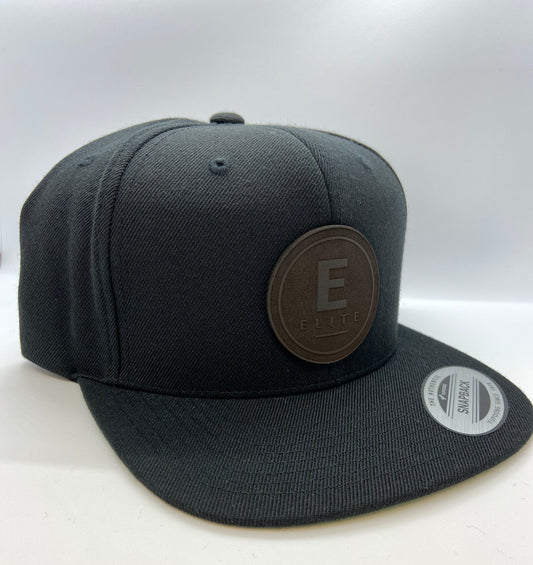 IAMELITE® Branded Bills Snapback Flat Bill Black Leather ELITE® Patch