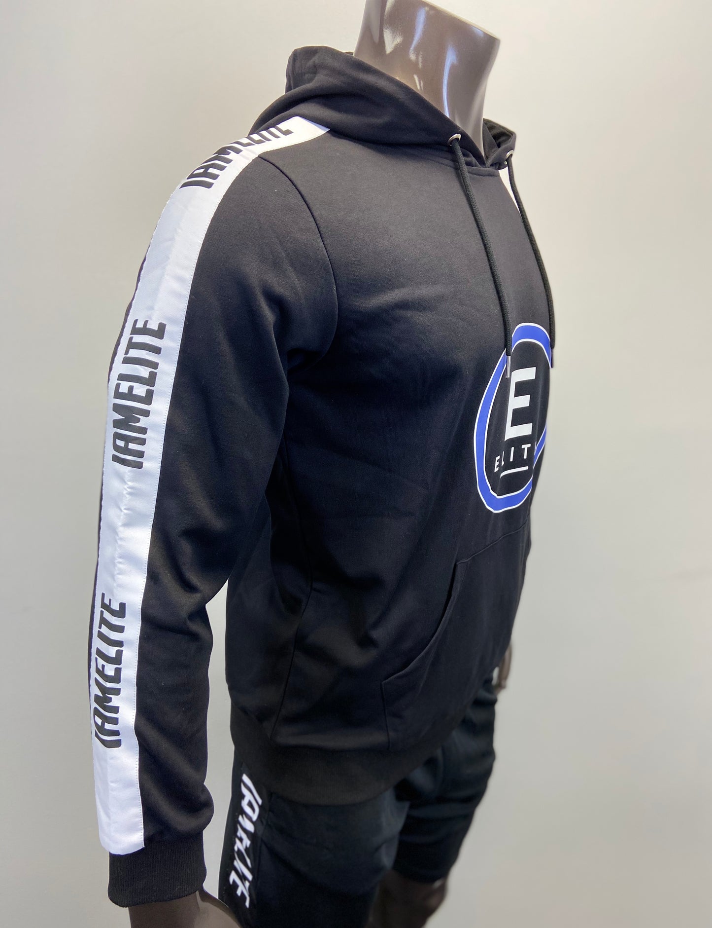 IAMELITE® Unisex Long Sleeve Hooded Sweatshirt Black