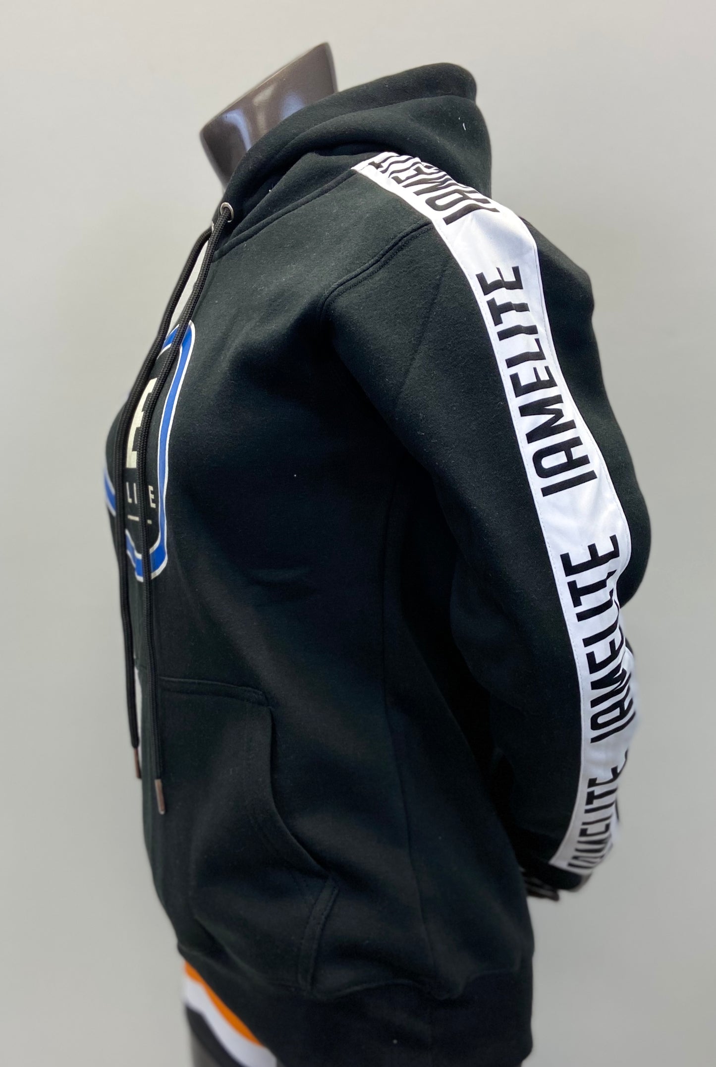 IAMELITE® Unisex Long Sleeve Hooded Sweatshirt Black