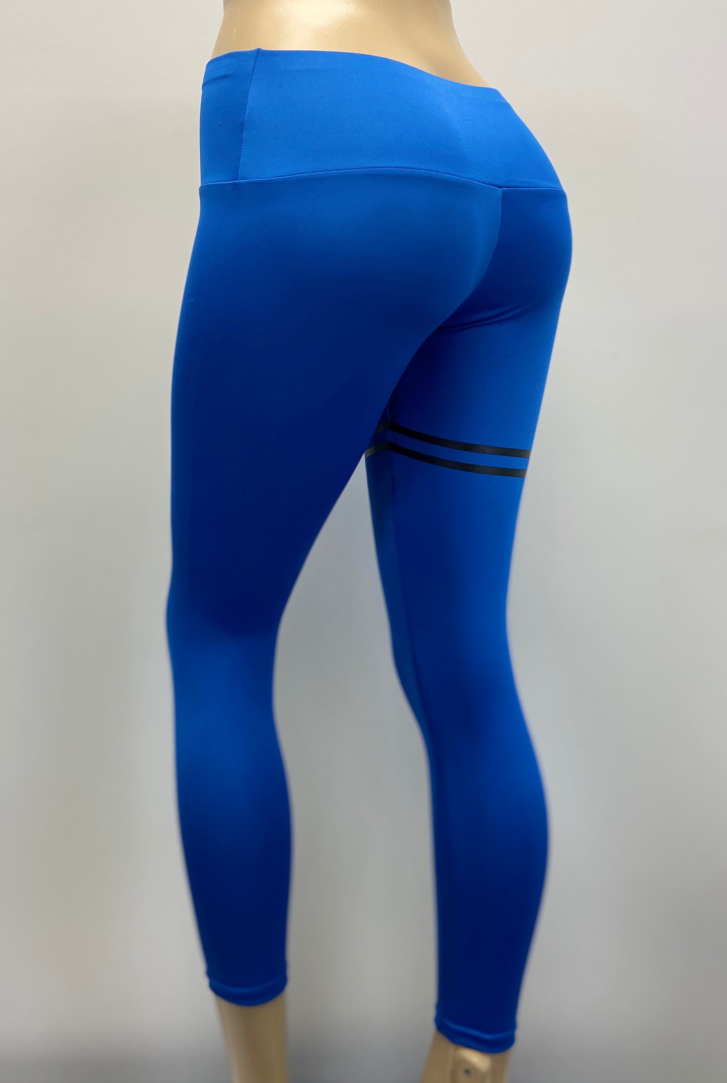 IAMELITE® Double Stripe Blue Mid Rise Leggings / Yoga Pants