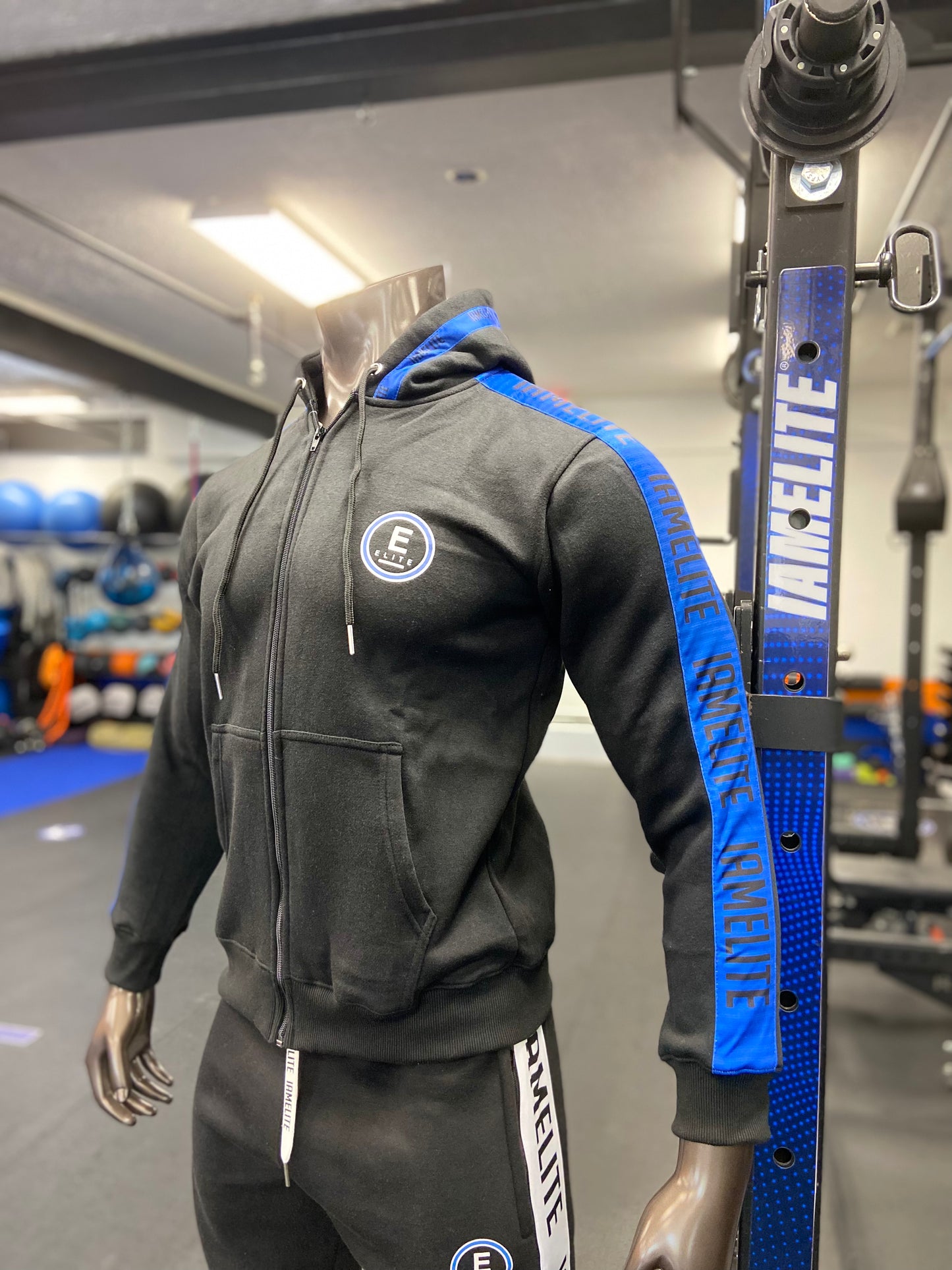 IAMELITE® Unisex Zip Hooded Sweatshirt Black Blue Ribbon