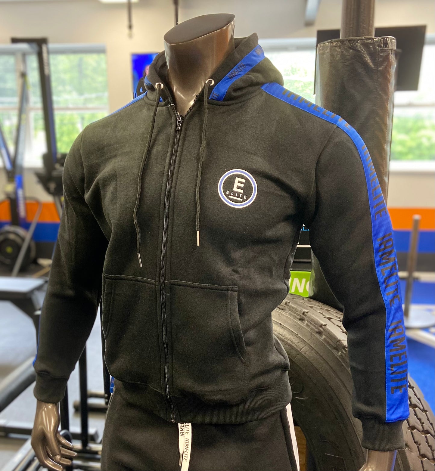 IAMELITE® Unisex Zip Hooded Sweatshirt Black Blue Ribbon