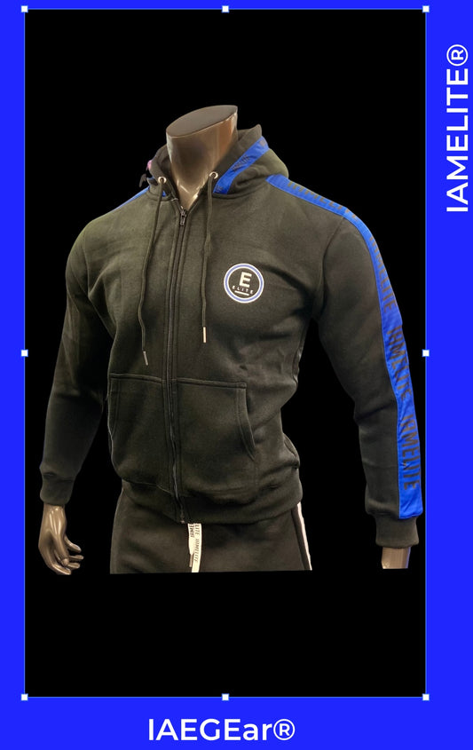 IAMELITE® Unisex Zip Hooded Sweatshirt Black Blue Ribbon