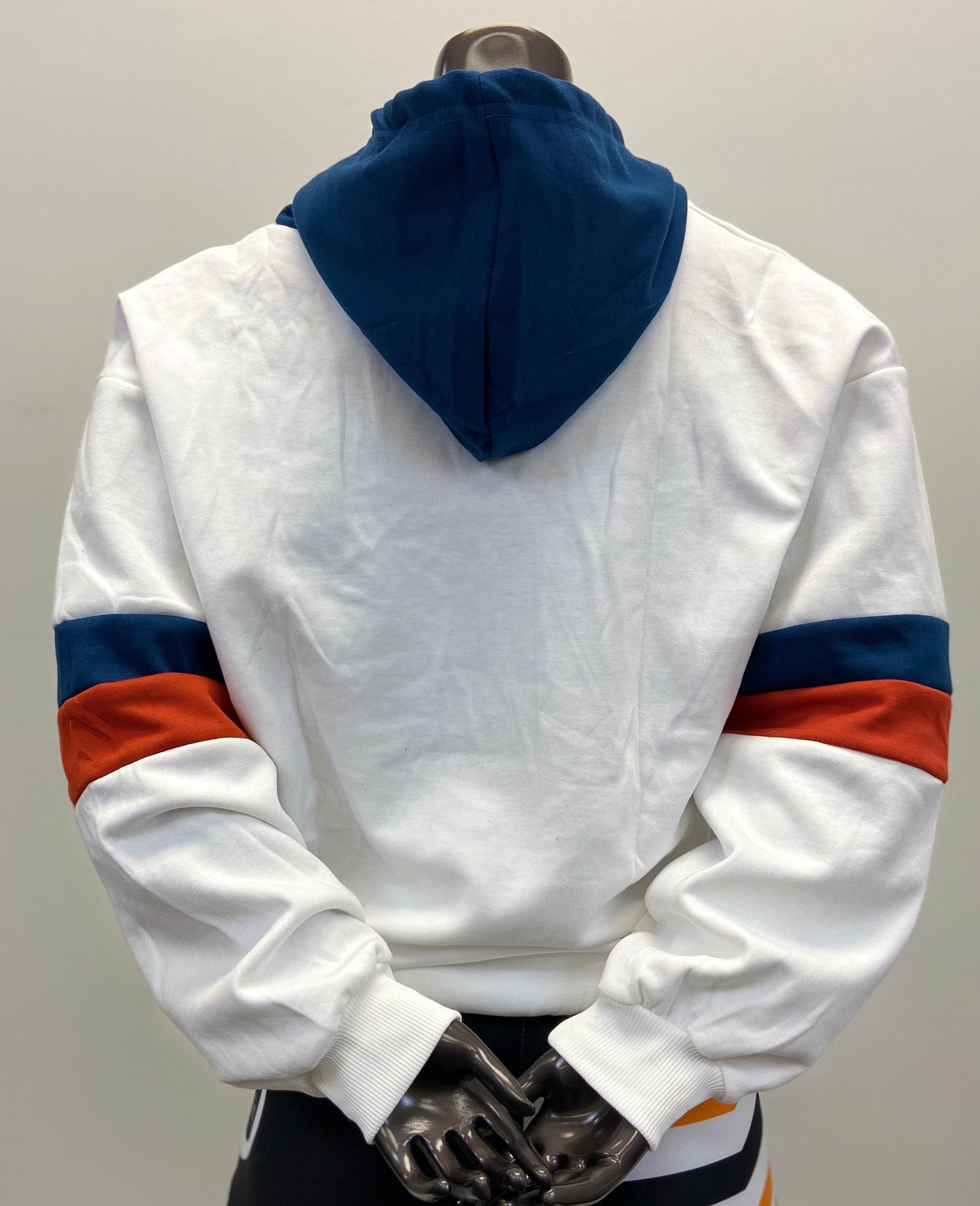 IAMELITE® Unisex Long Sleeve Hooded Sweatshirt White / Blue / Orange