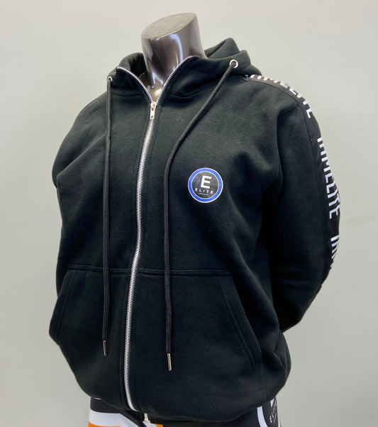 IAMELITE® Unisex Long Sleeve Medium Blend Full Zip Up Hooded Sweatshirt Black