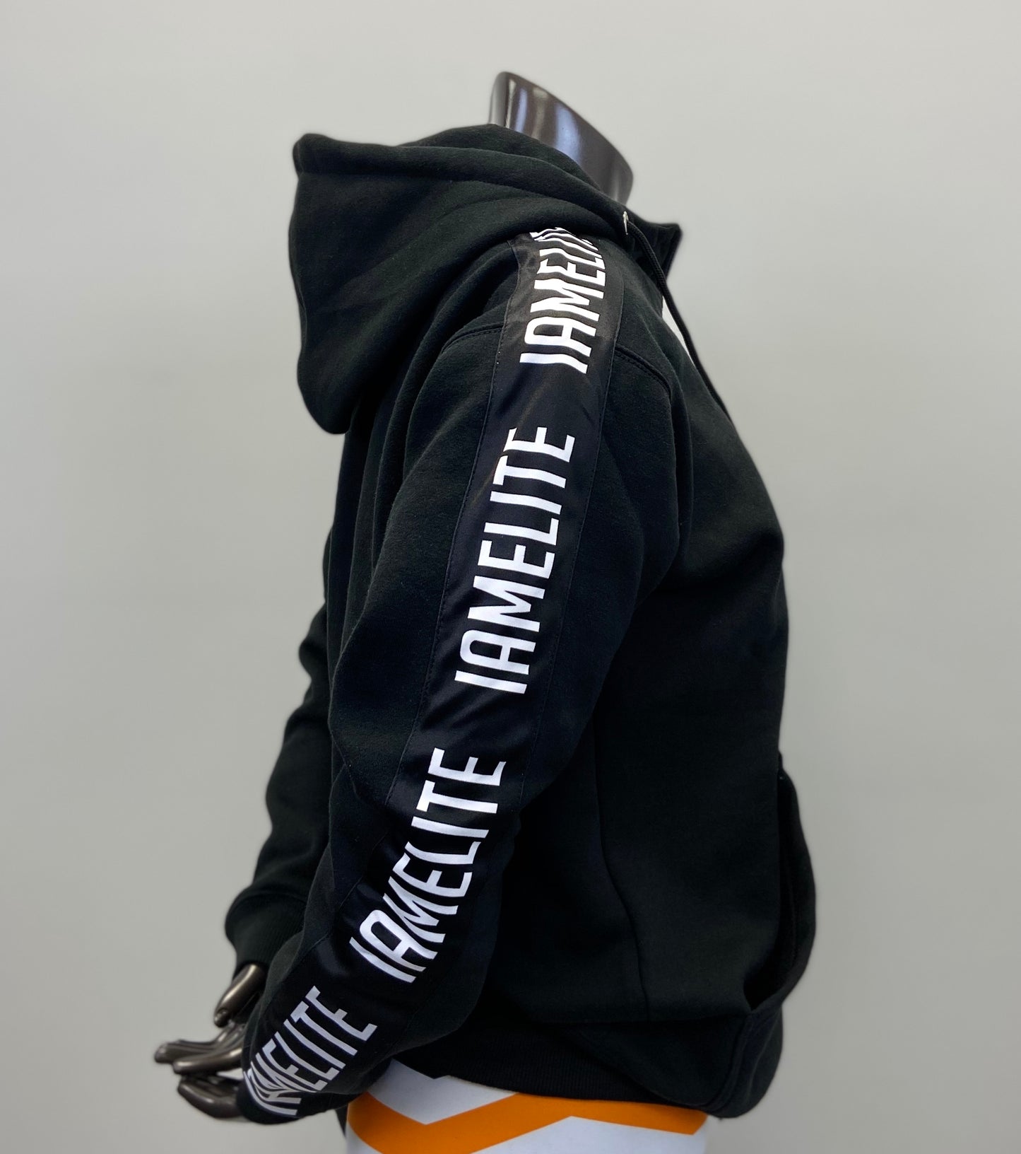 IAMELITE® Unisex Long Sleeve Medium Blend Full Zip Up Hooded Sweatshirt Black