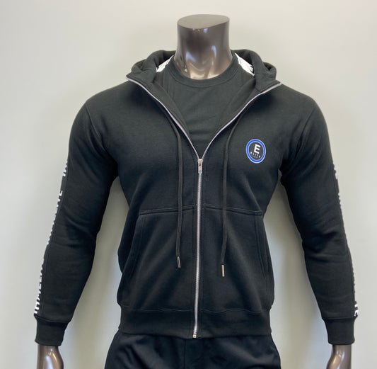 IAMELITE® Unisex Long Sleeve Medium Blend Full Zip Up Hooded Sweatshirt Black