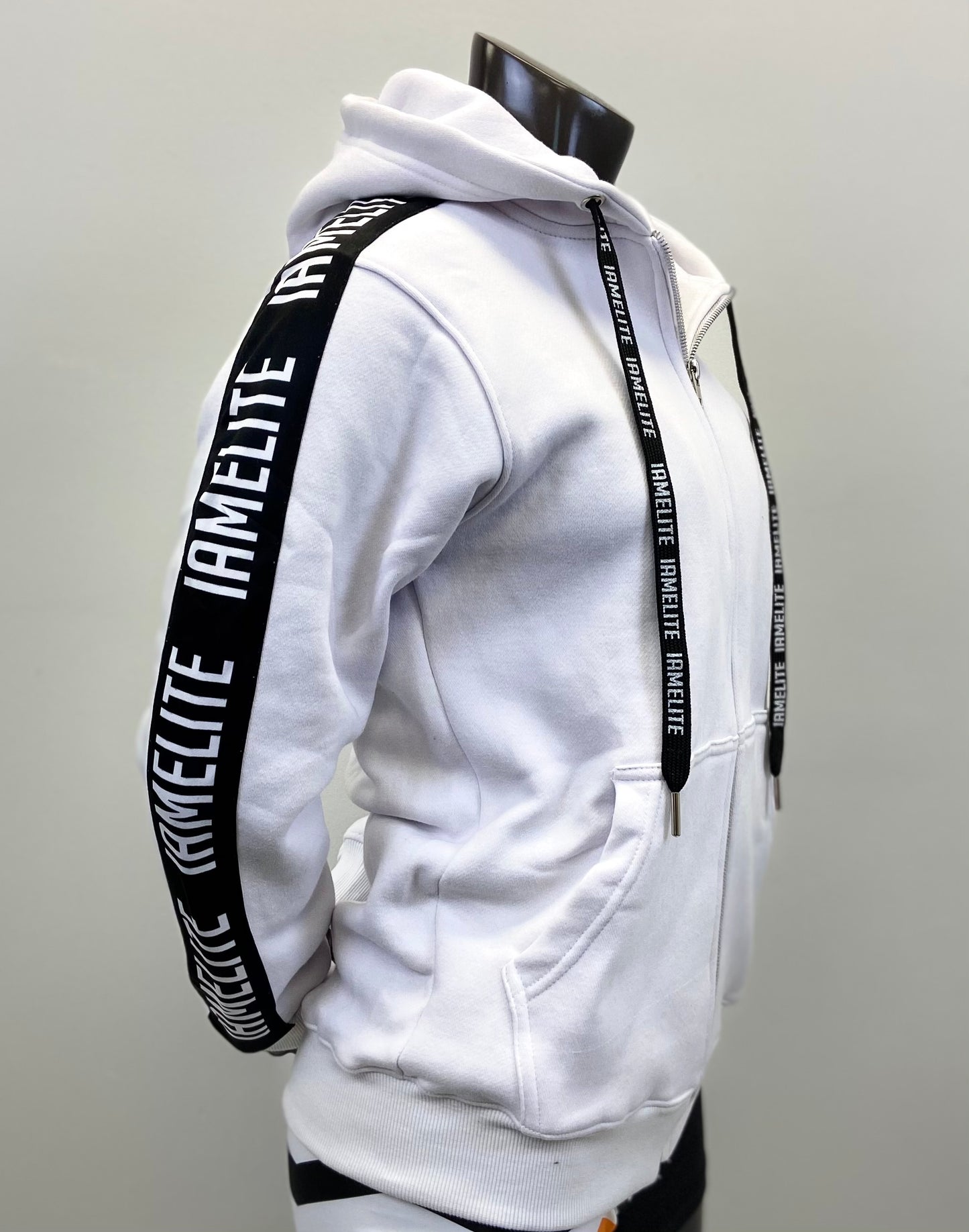 IAEGear™ Official Collection Long Sleeve Medium Blend Full Zip Hooded White Sweatshirt