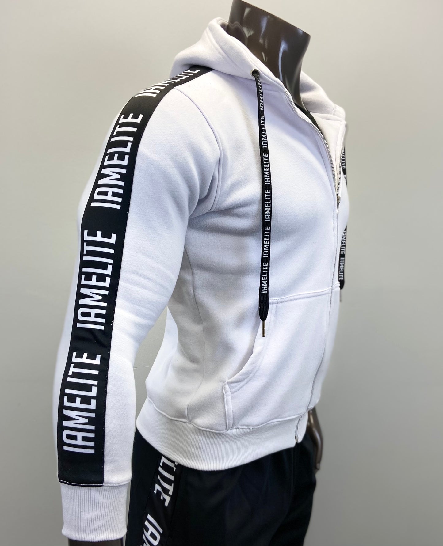 IAEGear™ Official Collection Long Sleeve Medium Blend Full Zip Hooded White Sweatshirt