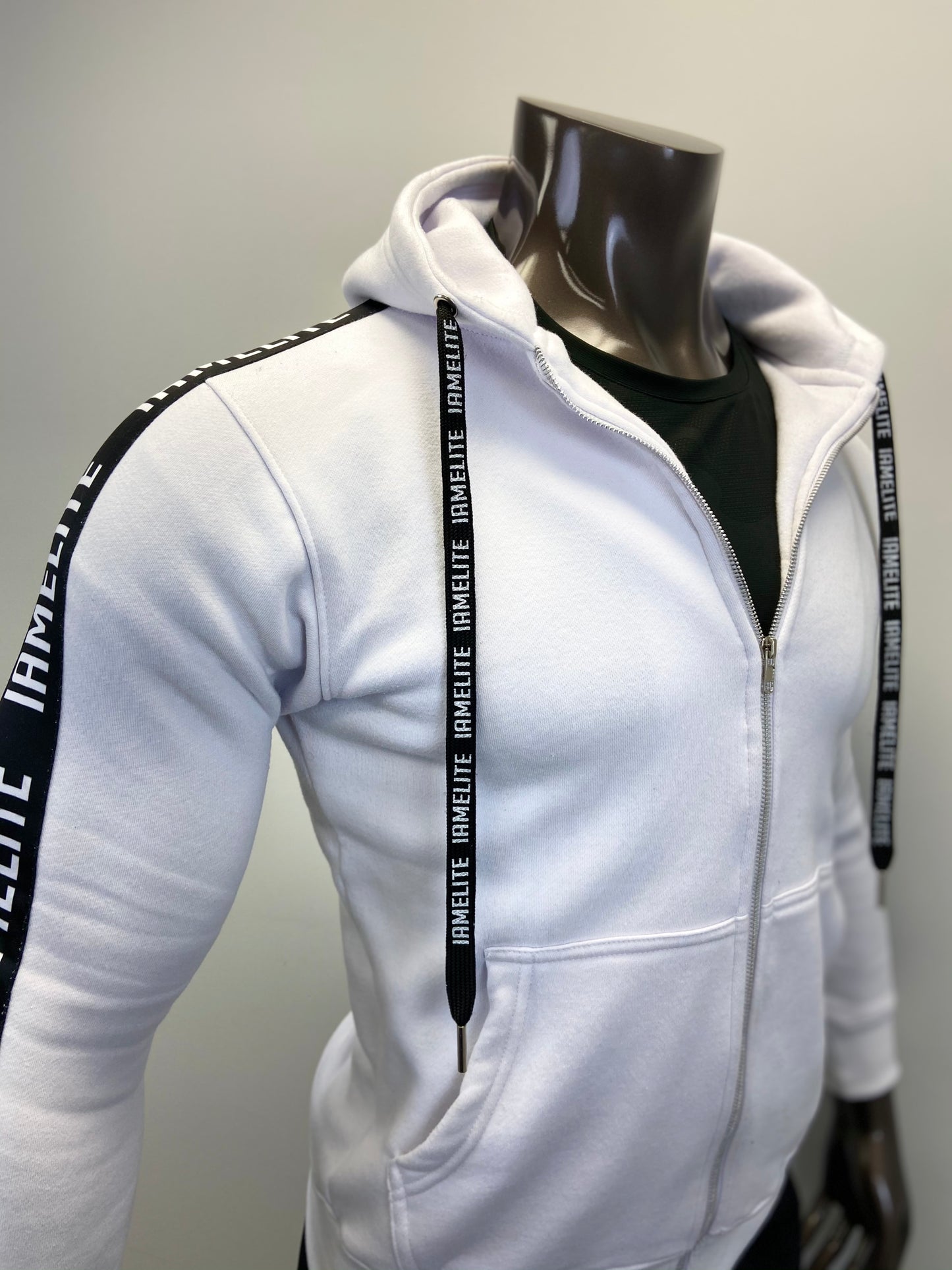 IAEGear™ Official Collection Long Sleeve Medium Blend Full Zip Hooded White Sweatshirt