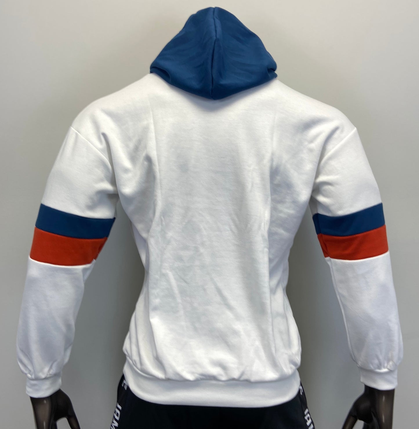 IAMELITE® Unisex Long Sleeve Hooded Sweatshirt White / Blue / Orange