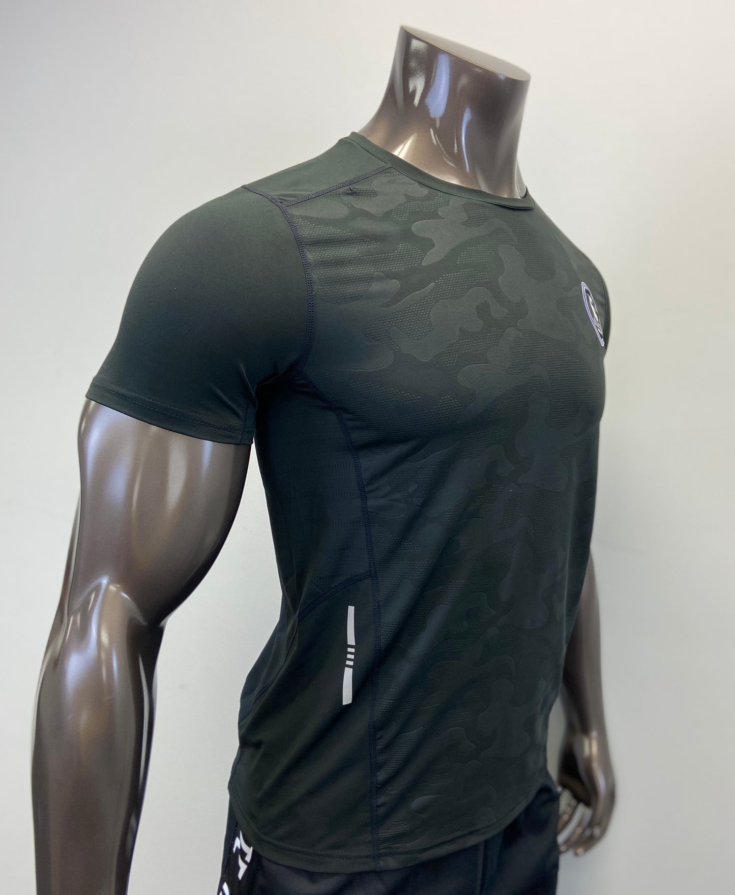 IAEGear™ OFFICIAL Collection Men's Compression Running Athletic Short Sleeve Shirt Camo Black